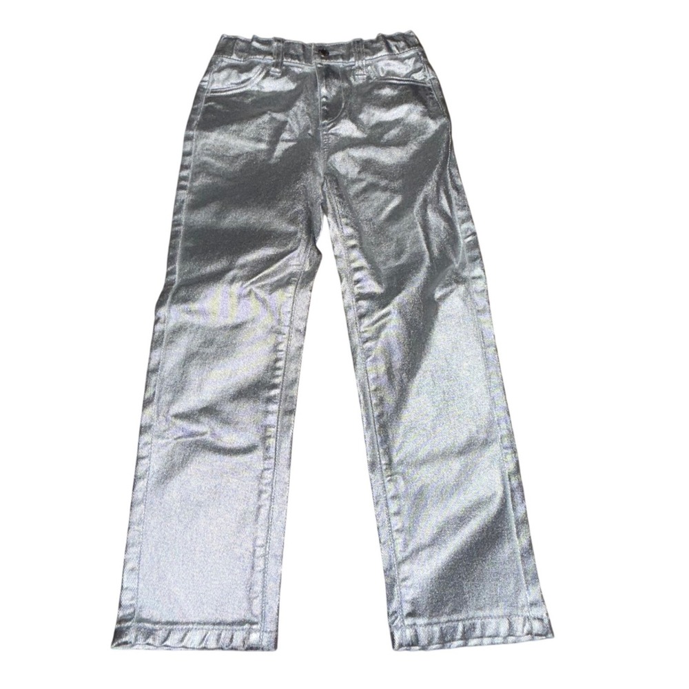 NWT‎ Kids Girls Silver Metallic Jeans Pants Size 6 Y2K